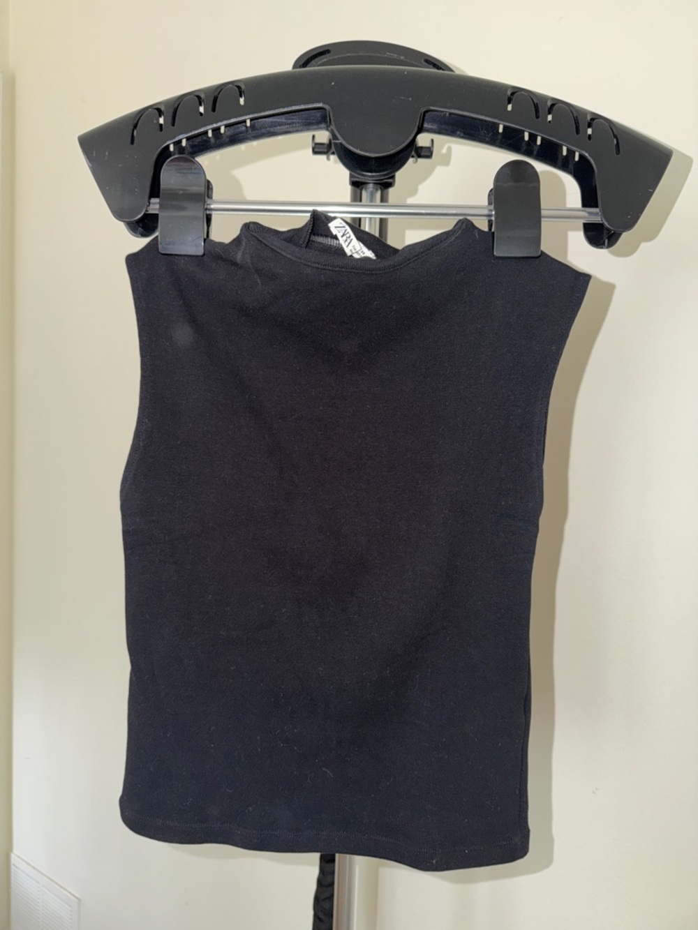 Zara Black Ribbed High-Neck Tank Top